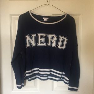 {Donated} 🔔 Oversized Varsity “NERD” Crop Sweater